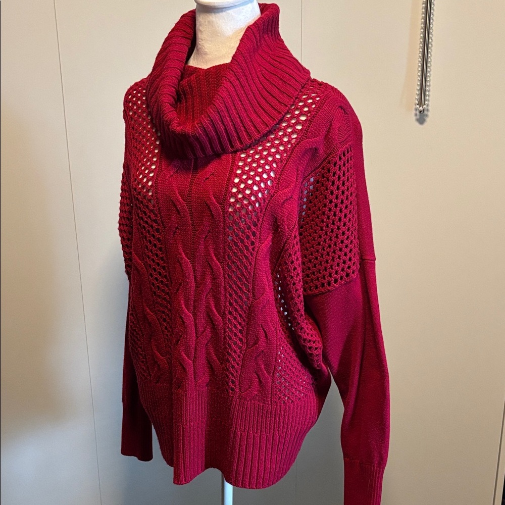 White House Black Market Burgundy Cowl Neck Sweater